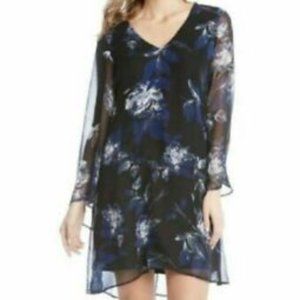 Floral Chiffon Dress w/Bell Sleeves
